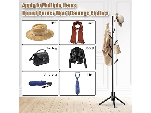 Wooden Coat Rack Stand (Black)