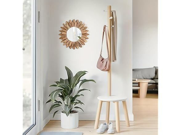 Flower-Shaped Wooden Frame Wall Mirror