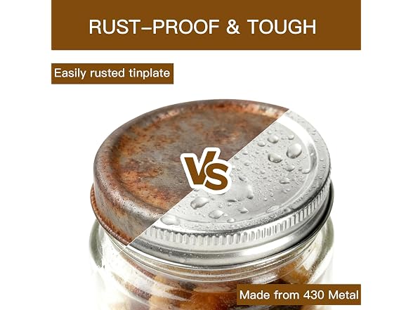 MEGAWISE Mason Jar Lids and Bands Set, 10 Pack 