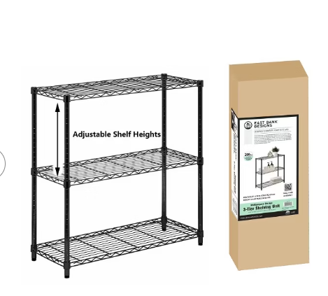 J&V Textiles 7056-BK 3-Tier Shelving Unit - Gallery 7