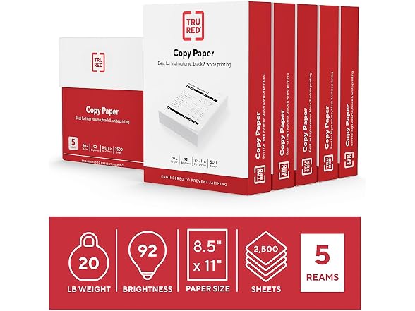 TRU RED Copy Paper, 8.5" x 11" Sheet Size