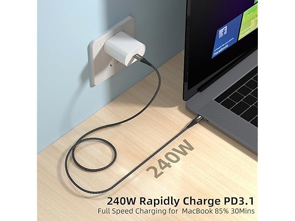 USB C to USB C Cable 240W, Nylon 6.6ft