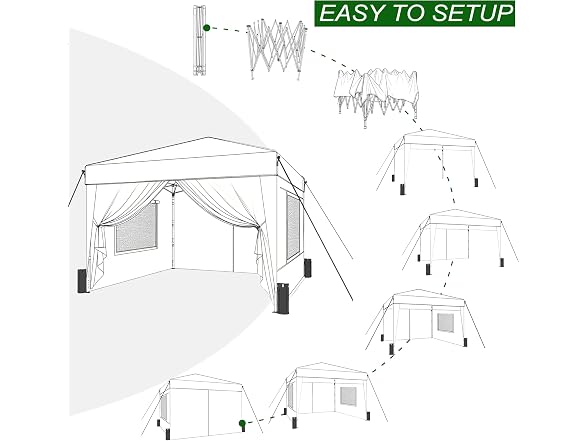 SANUMY Portable 10x10 Pop Up Canopy Tent, Silver White