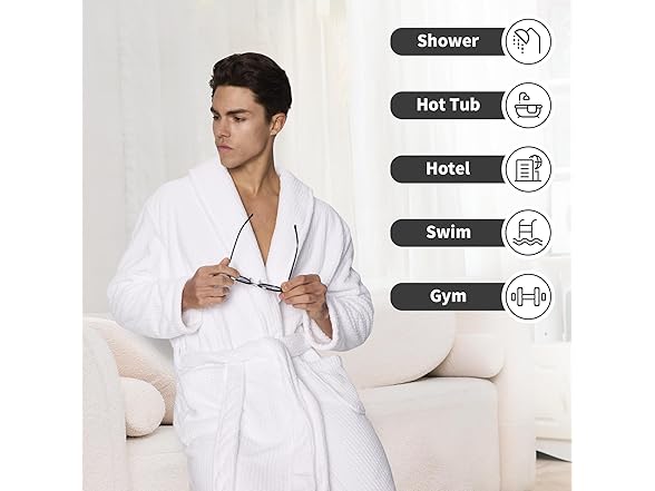 PJGGZ Men's Shawl Collar Bathrobe