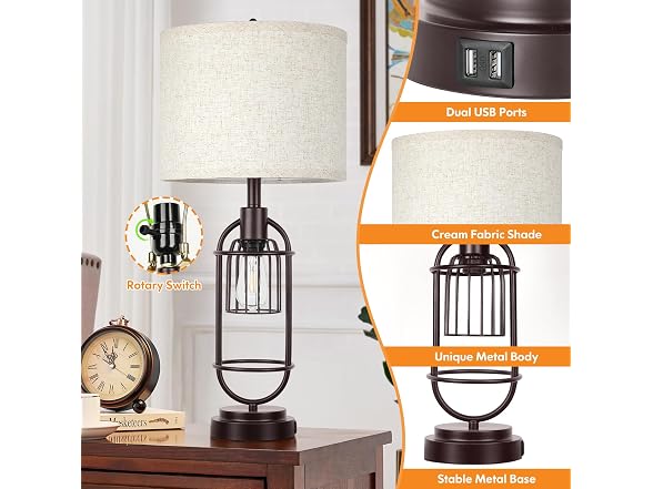 VerRon Table Lamp Brown 2 Pack