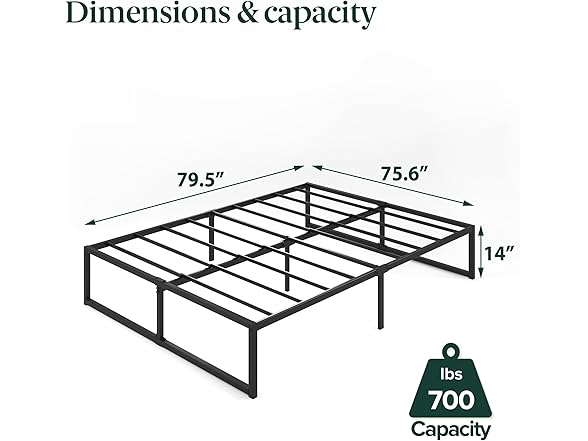 Zinus Lorelei 14" King Metal Platform Bed Frame