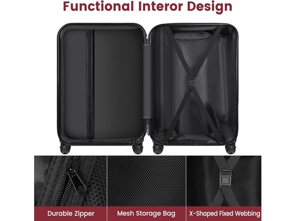 Axidou PC+ABS 3Pc Luggage Set w/ Spinner Wheels
