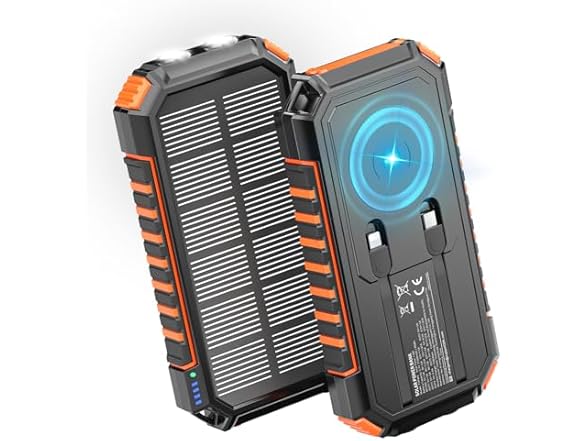 Riapow 27,000mAh Solar Charging Wireless Powerbank