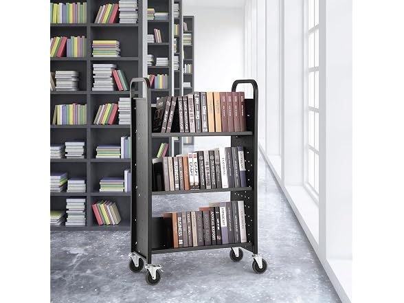 Book Cart, 330 lbs Library Cart, 31.1" x 15.2"