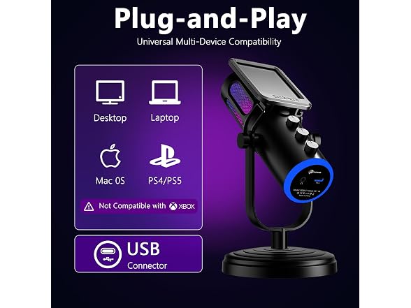 PUPGSIS Gaming Mic RGB Noise Cancel