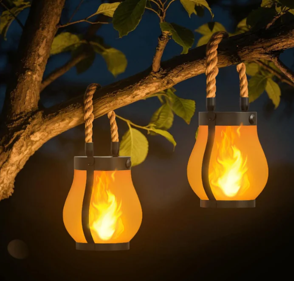 Solar Lanterns Outdoor w/ Ultra-Real Flame, 2 Pack - Gallery 9