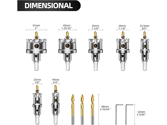 TCT Hole Saw Kit 9Pcs 3/4-2" Metal