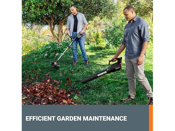 Worx 20V 12" Cordless String Trimmer & Leaf Blower Combo, 2 Batteries & Charger