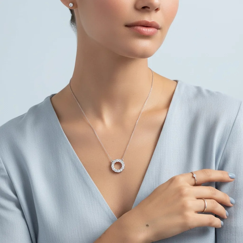 Moissanite Diamond Eternity Necklace - Gallery 9