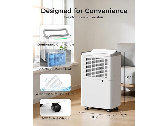 HOPSEN Dehumidifier with Drain Hose