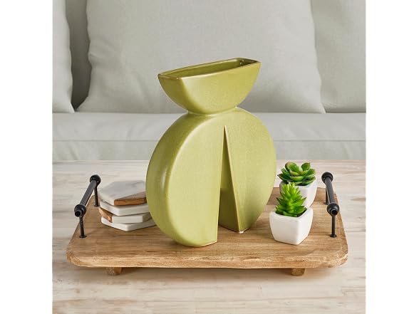 Elements Modern Green Ceramic Vase