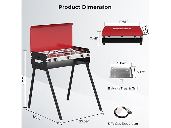 CAMPLUX Propane Camping Stove Red