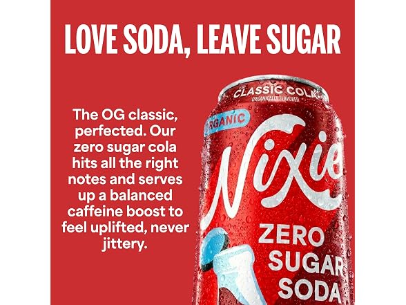 12PK Nixie Organic Zero Sugar Soda, Classic Cola