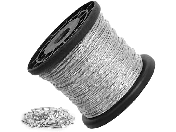 304 SS Wire Rope 1/16" 328ft w/Sleeves