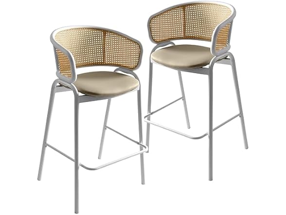 Leisuremod Ervilla Bar Stools w/White Steel