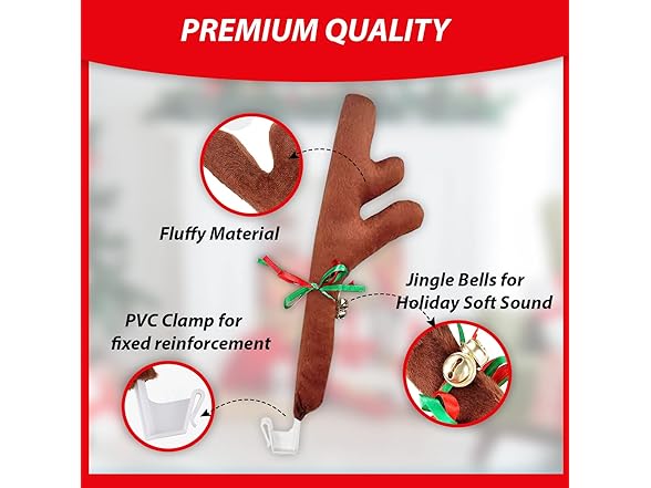 Zone Tech GA0080 Car Reindeer Antlers and Nose Set Red/Brown
