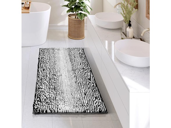 Hearth & Harbor Bathroom Rugs, Chenille- Ombre Black