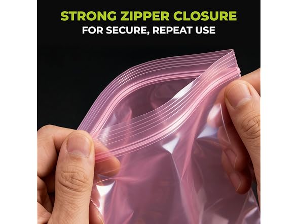 12" x 15" Pink Anti-Static Resealable Poly Bags, Pack of 15