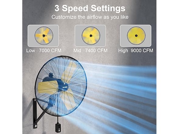 9000 CFM 24" Outdoor Oscillating Wall Fan, High Velocity 3-S (Open Box)