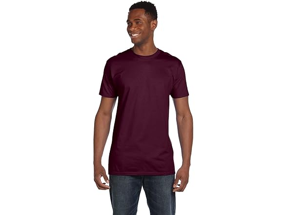 Hanes Mens Nano Cotton Tee Maroon (M)