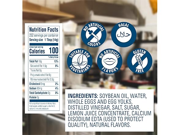 1PK Hellmann's Real Mayonnaise Jar 128 oz