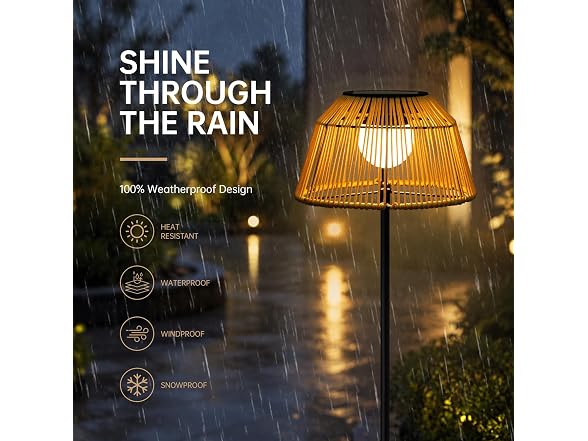 DJGIFI Solar Outdoor Floor Lamp Rattan