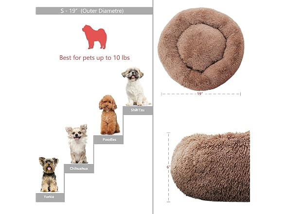 Small Deep Sleep Calming Bed for Dogs with An