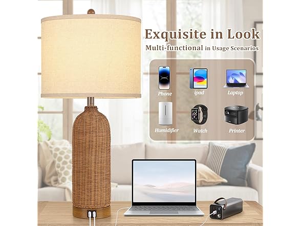 AUZONIMICS Table Lamps with 2 USB Ports