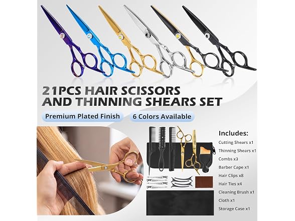 21Pcs 440C Hair Cutting Scissors Kit