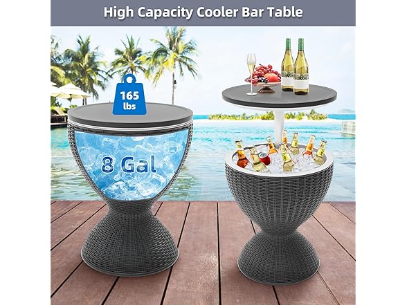 Black Patio Bar Side Table