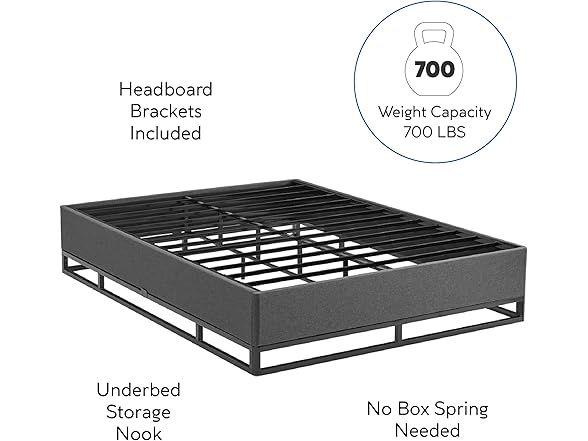 DeCoro Venice Black Metal Platform Bed Frame