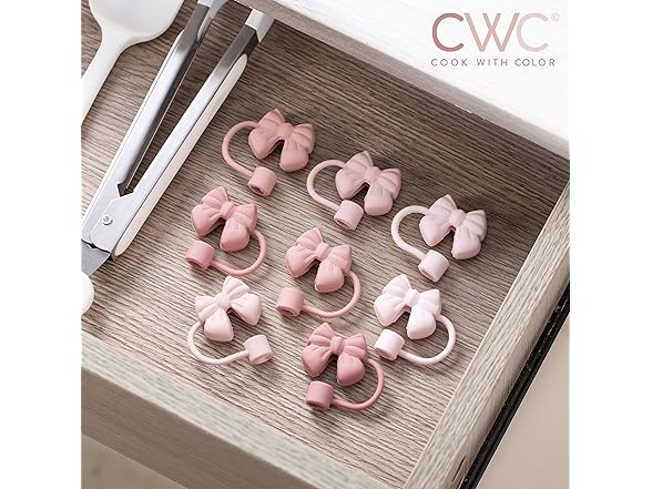 COOK WITH COLOR 8Pc Ribbon Straw Covers
