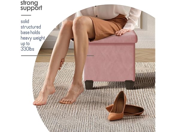 Storage Ottoman Cube Bin 15in Pink