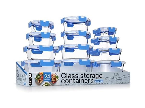 $28.99, Was $45.99, 36% Off! Bakken Borosilicate Glass Food Storage Containers with Lids 24 Pieces dealfomo