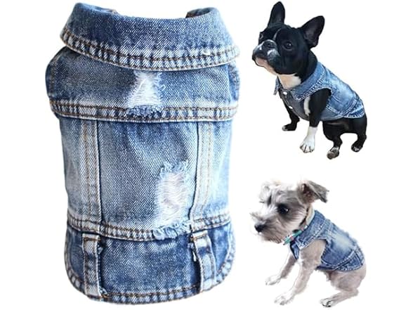 Jean Jacket for Dogs Blue Lapel Vest Coat Co