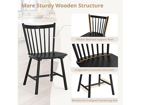 Set of 4 Black Dining Chairs