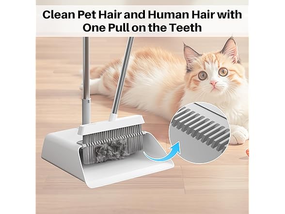 JOYMOOP White Broom and Dustpan Set