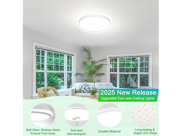 2Pk 16.5" Dimmable LED Flush Mount Ceiling Lights