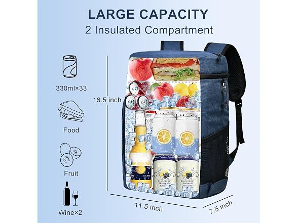 Picsthetic 33 Cans Insulated Backpack Cooler