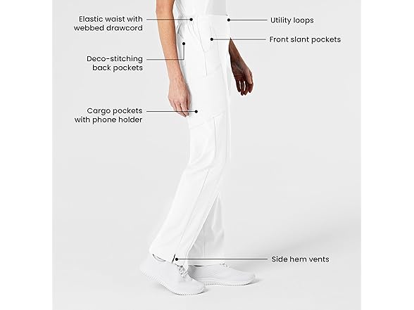 WonderWink Cargo Pant (LT) White