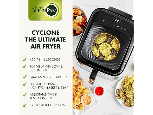 GreenPan Cyclone 7QT 12-in-1 Air Fryer
