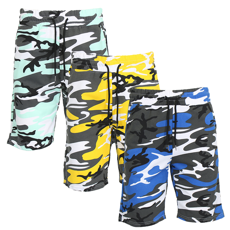 1 & 3Pk Mens French Terry Camo Shorts - Gallery 26