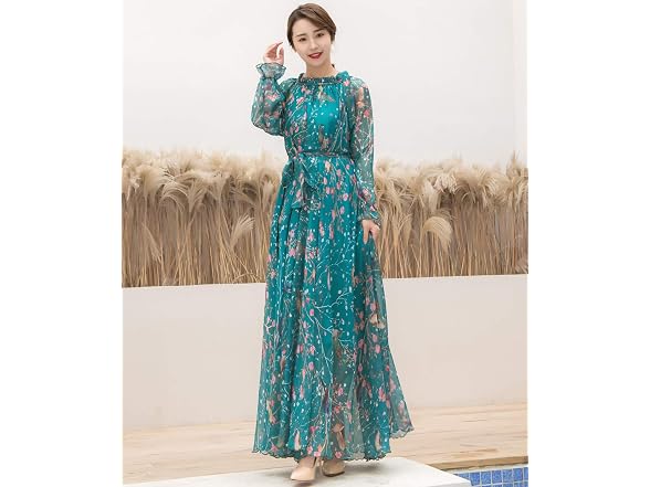 MedeShe Women (XL) Long Sleeve Holiday Maxi Dress