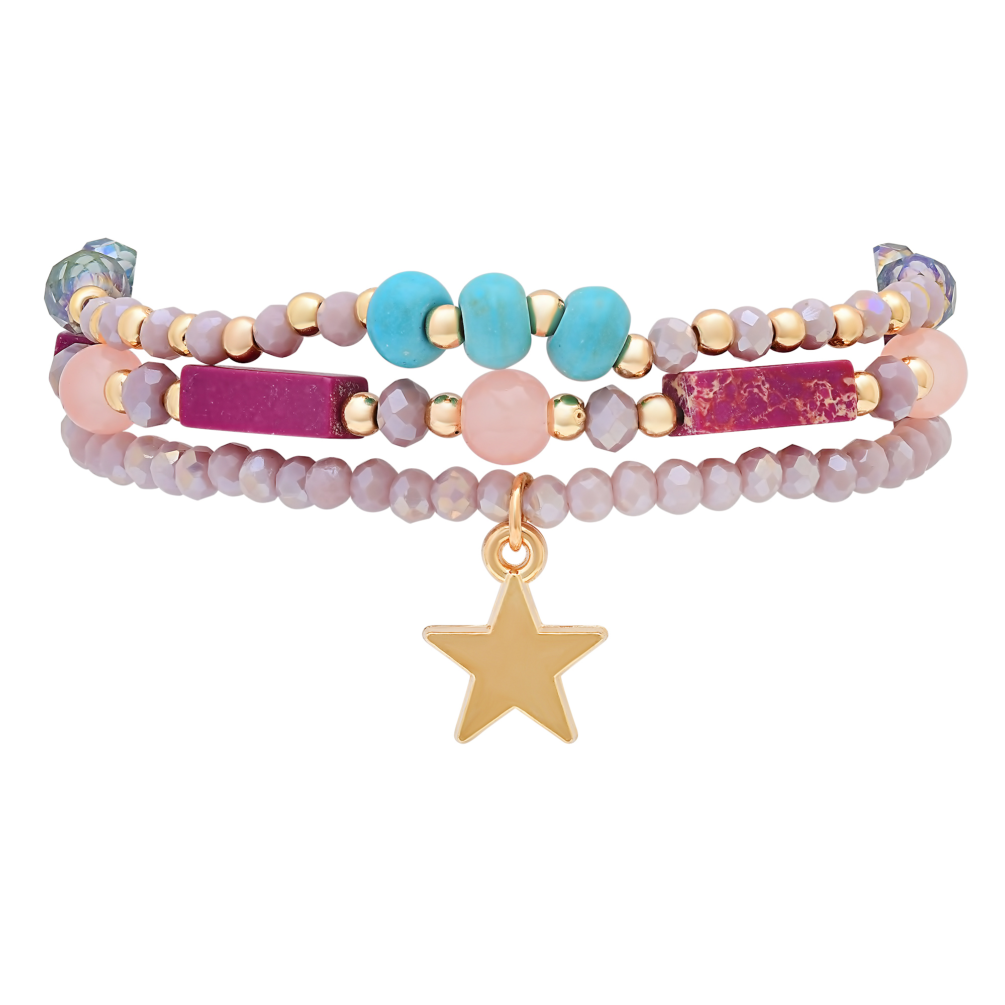Stretch Beaded Bracelet Stack with Star Charm - Gallery 4
