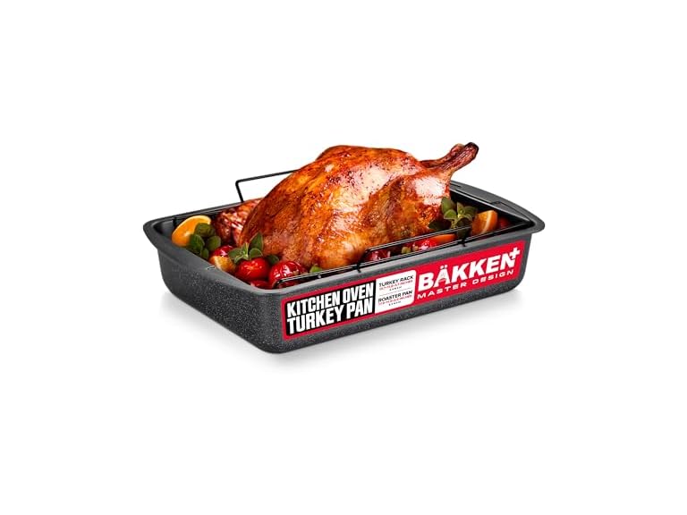 BAKKEN Nonstick Turkey Roasting Pan with Rack